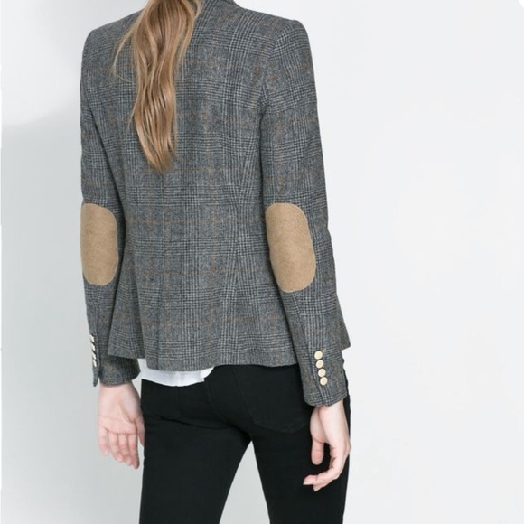 Zara plaid blazer with elbow patches - Picture 2 of 3